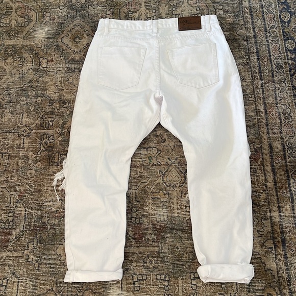 One Teaspoon Saints Long Rise Low Waist Distressed Baggy White Denim Jeans 24 - Picture 7 of 8